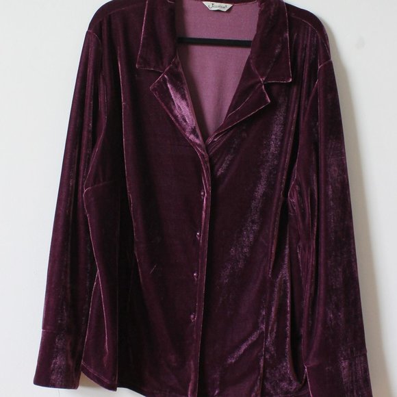 90's Jessica (Sears) Purple Velvet Blazer Size 3X (fits XL) - Picture 1 of 3